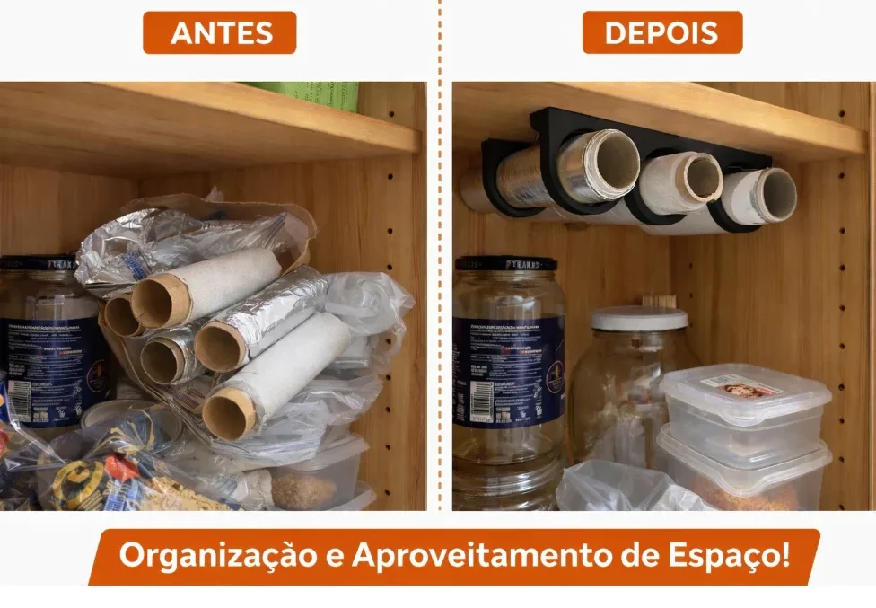 suporte de rolo de papel e plastico para cozinha ou material escolar